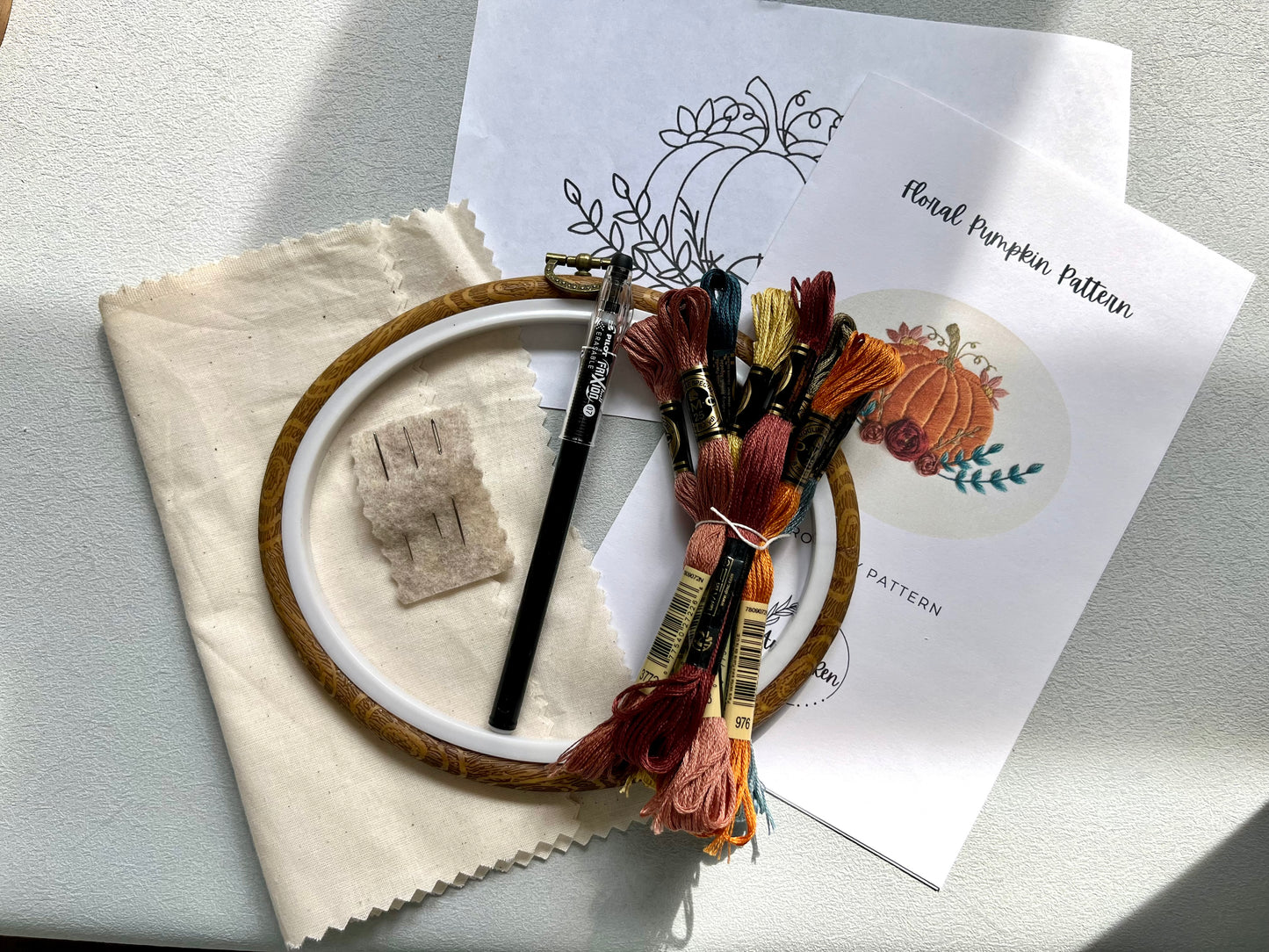 Floral Pumpkin Embroidery KIT | Full Kit | Fall Embroidery