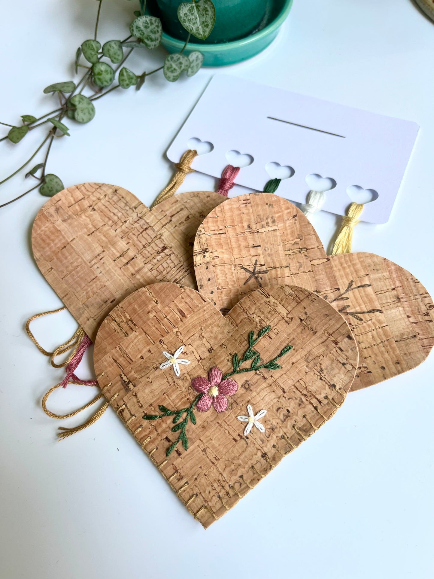 Heart Corner Bookmark Kit | DIY Embroidered Shirt | Cork Bookmark