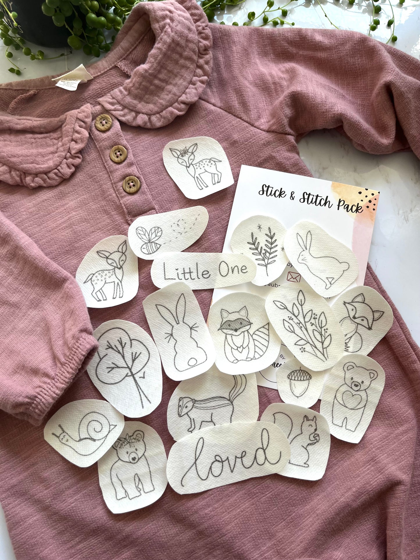 Stick and Stitch Pack | BABY ANIMALS | Embroidery Designs | Peel and Stick Patterns