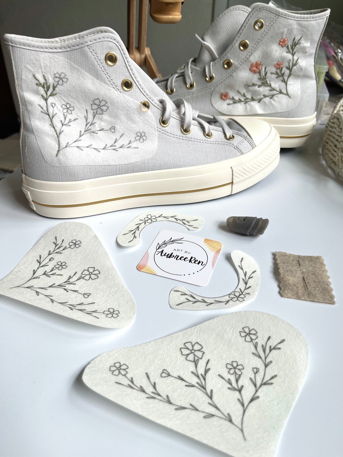 Stitch and Stick Pack | SHOES | High Top DIY Shoes Produce Embroidery Patterns | Peel and Stick Pattern