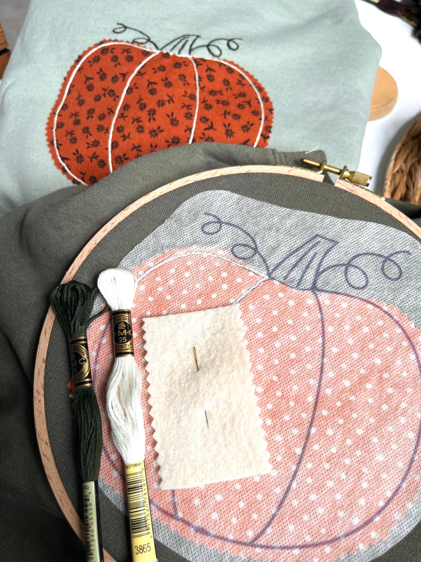 Pumpkin Appliqué Supply Kit | DIY Embroidered Shirt