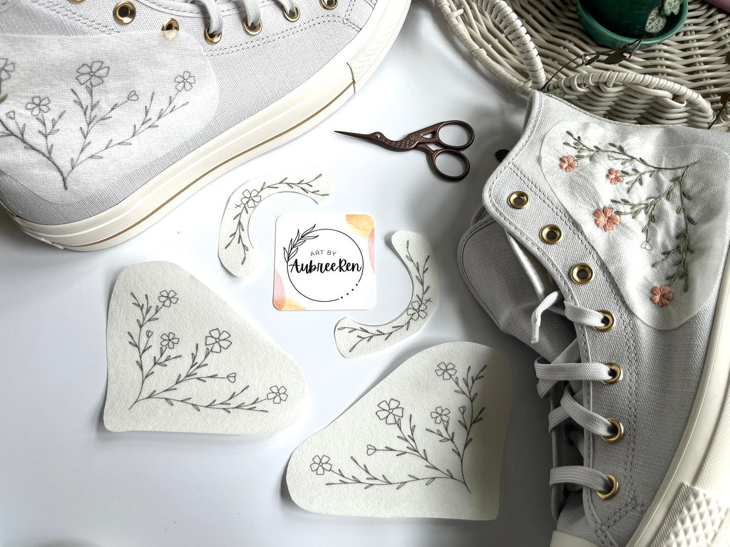 Stitch and Stick Pack | SHOES | High Top DIY Shoes Produce Embroidery Patterns | Peel and Stick Pattern