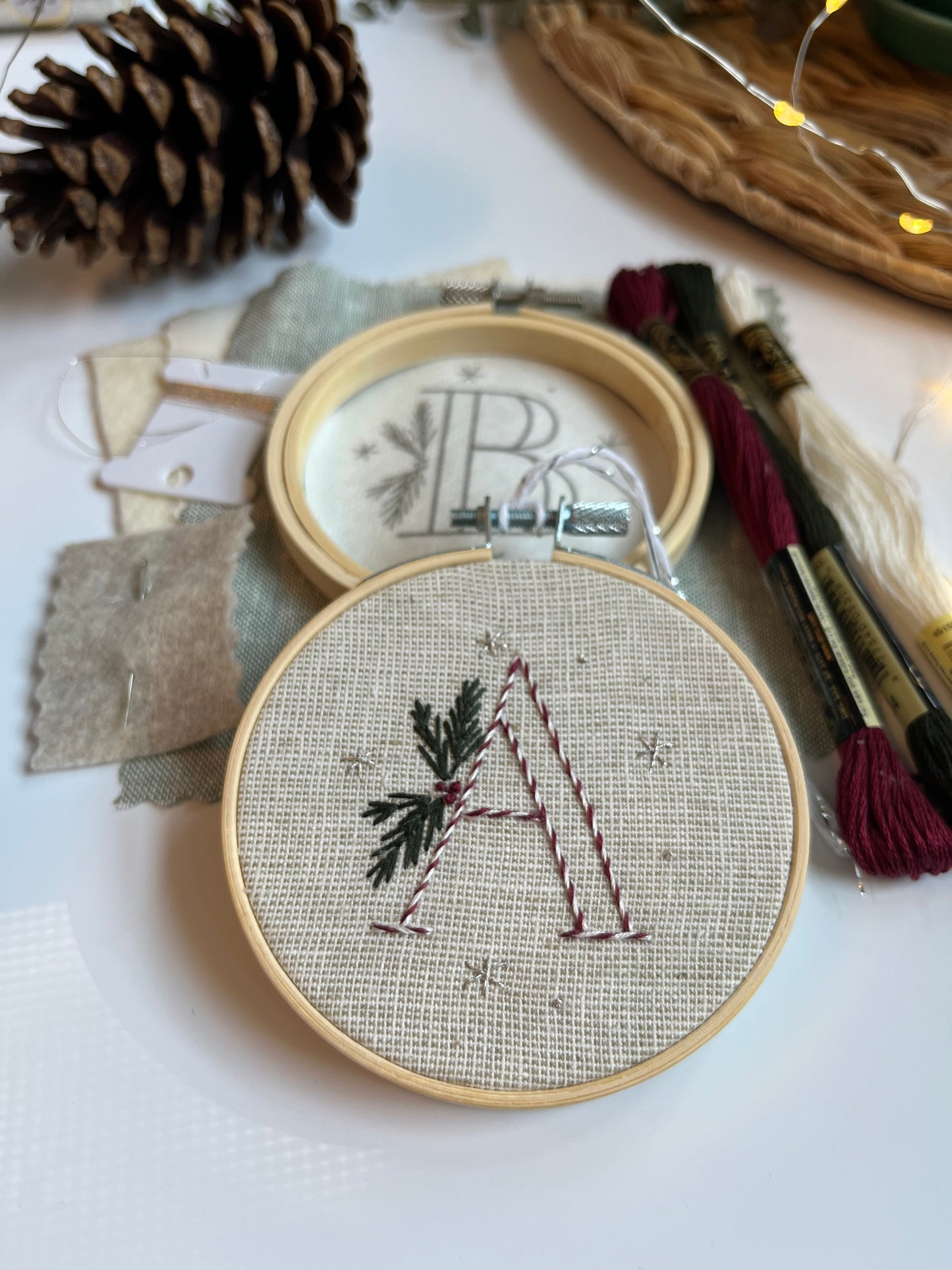 Monogram Ornament Embroidery Kit | DIY Embroidered Ornaments