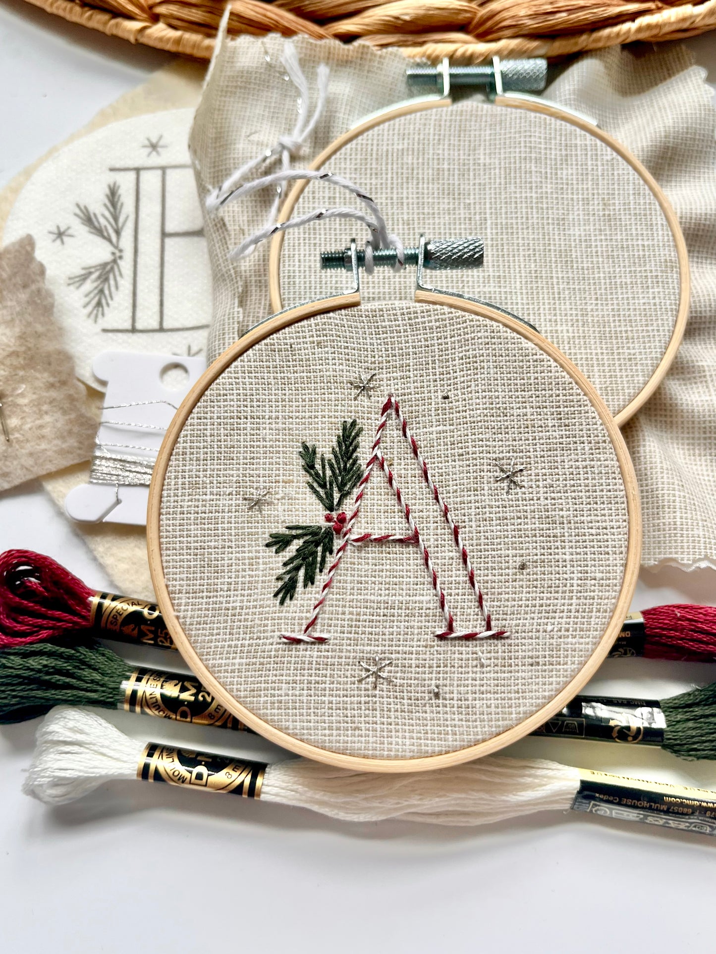 Monogram Ornament Embroidery Kit | DIY Embroidered Ornaments