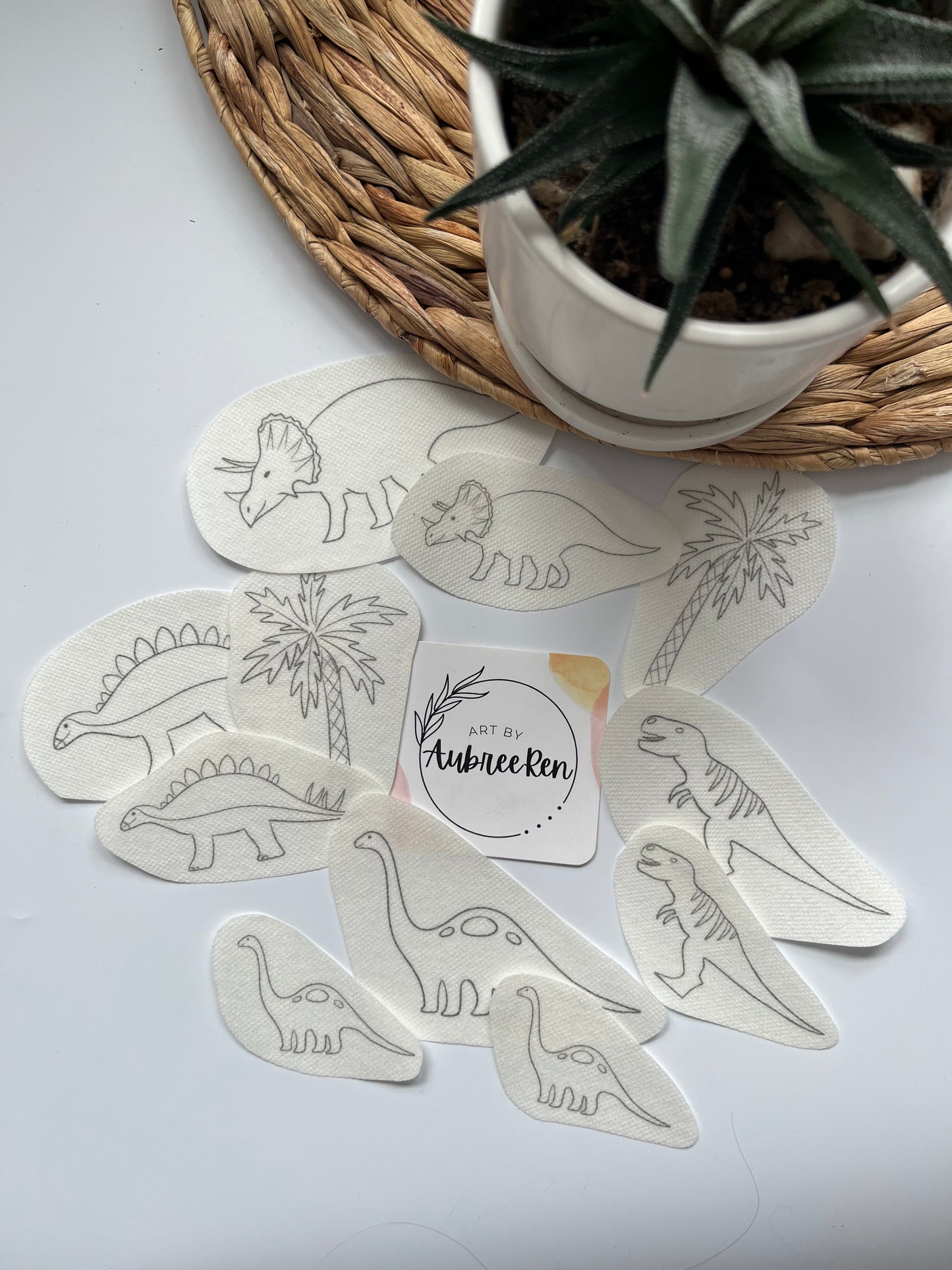 Stitch and Stick Pack | DINOSAURS | Produce Embroidery Patterns | Peel and Stick Pattern