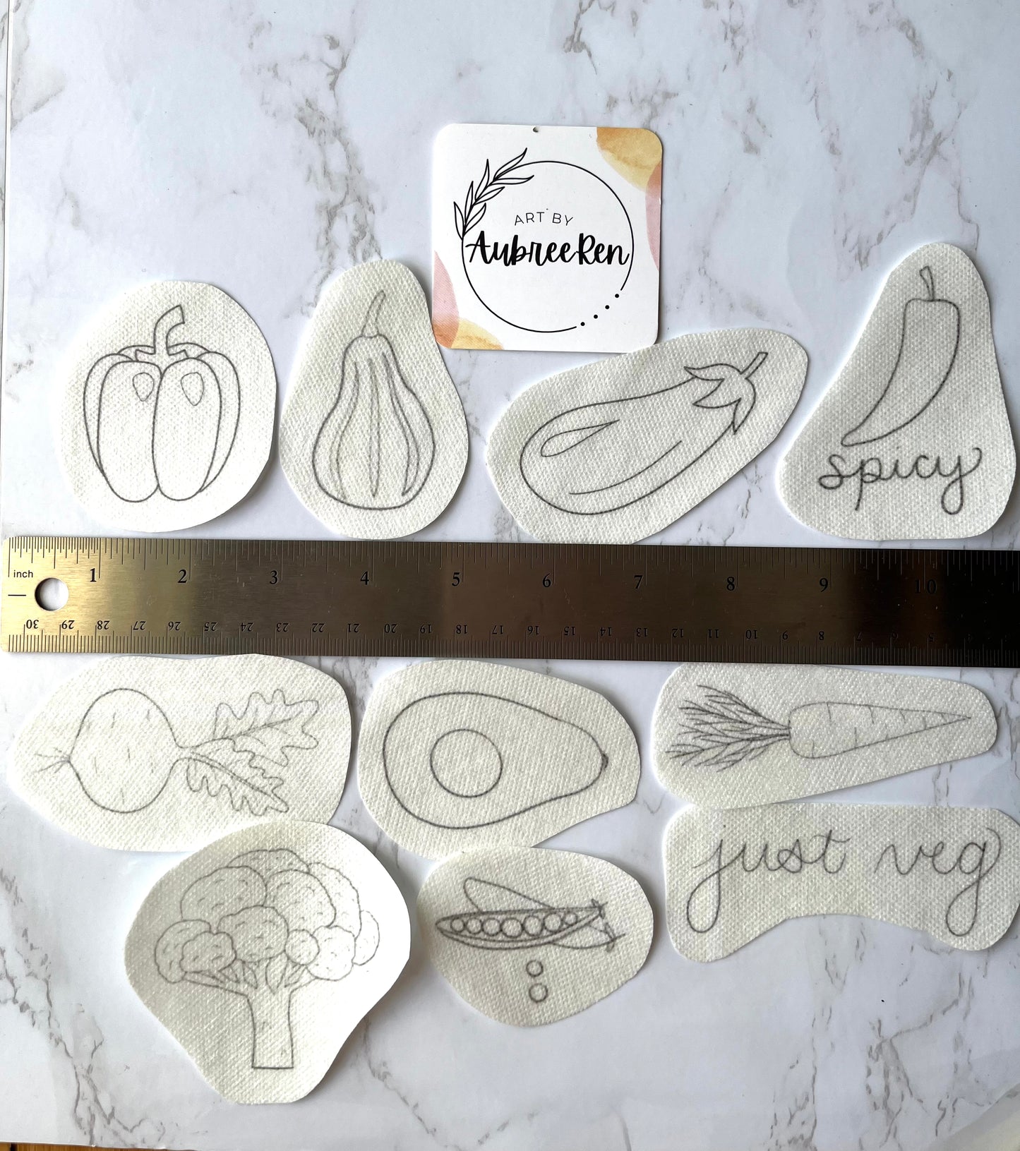 Stitch and Stick Pack | VEGGIES | Produce Embroidery Patterns | Peel and Stick Pattern