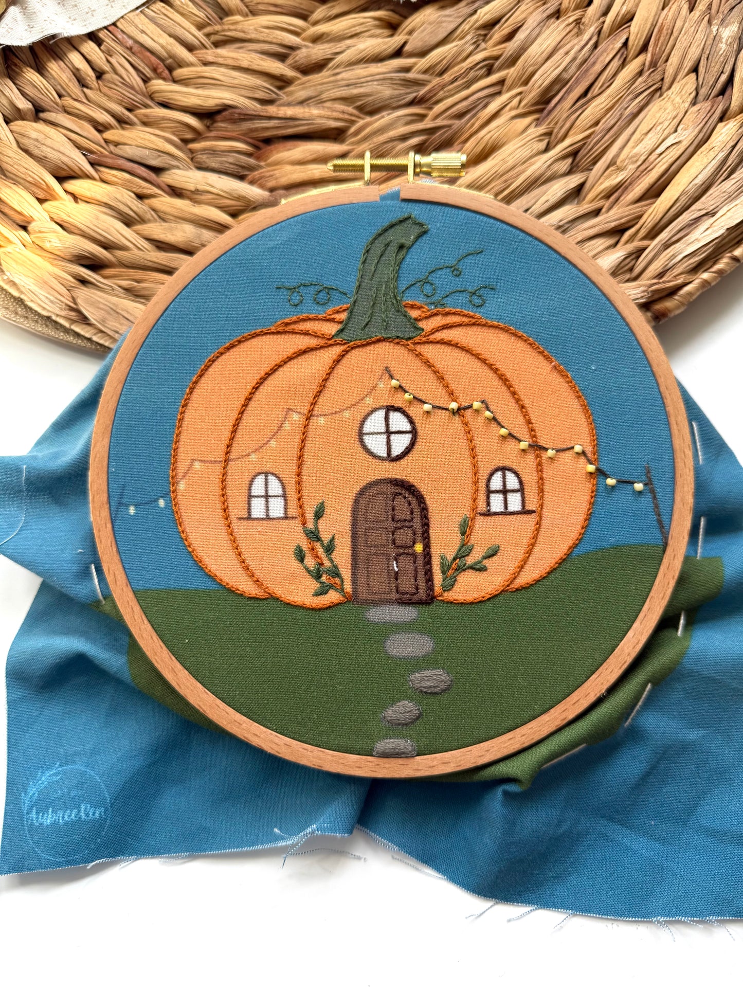 Pumpkin Cottage Embroidery Kit | Full Kit | Customization Option