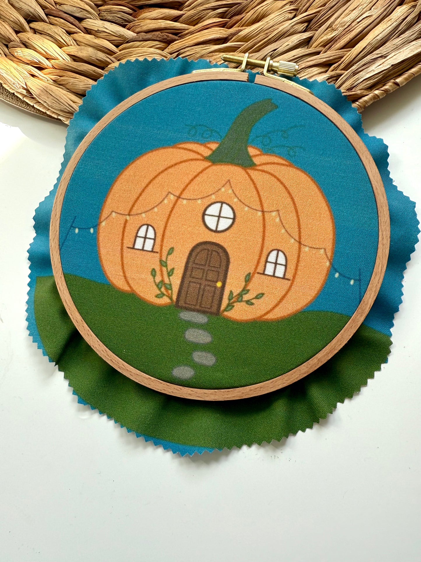 Pumpkin Cottage Embroidery Kit | Full Kit | Customization Option