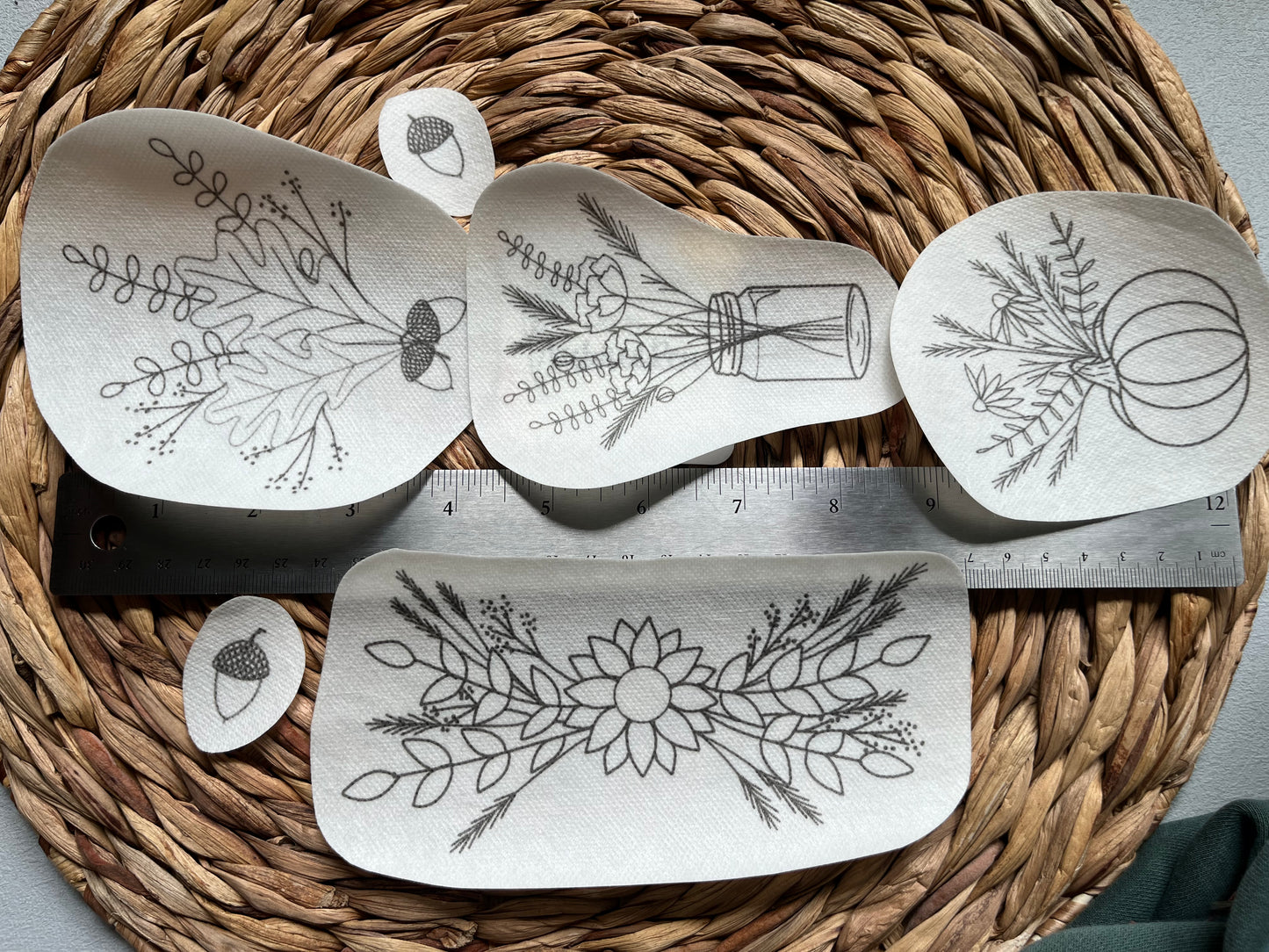 Stick and Stitch Pack | FALL FLORALS | Embroidery Designs | Peel and Stick Patterns