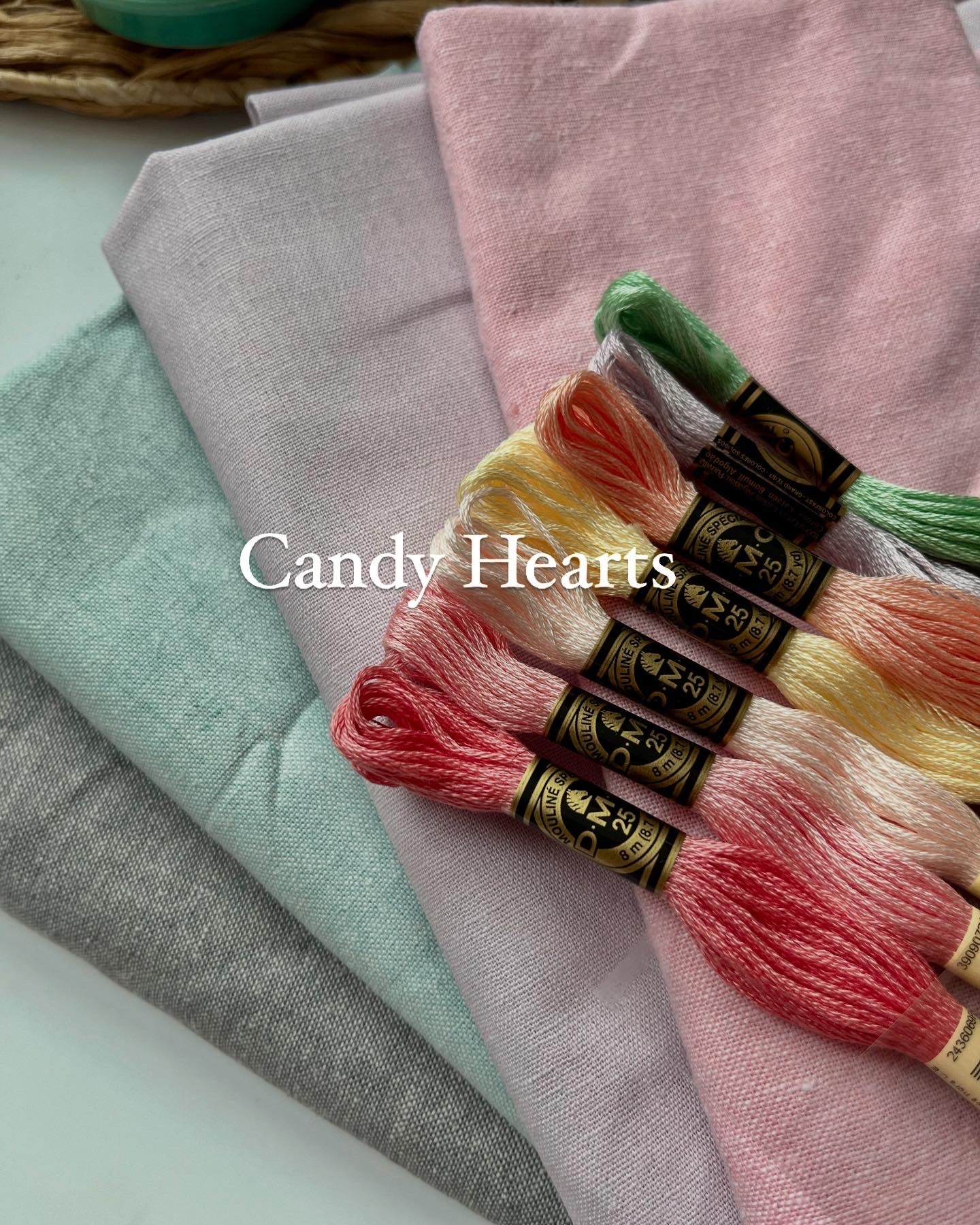 Cotton Fabric Squares | Candy Hearts Precut Fabric | Essex Linen