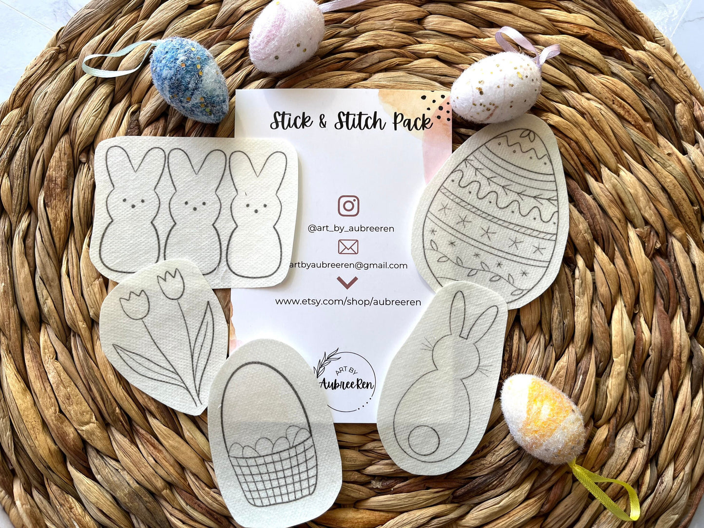 Stitch and Stick Pack | EASTER | Embroidery Patterns | Peel and Stick Pattern