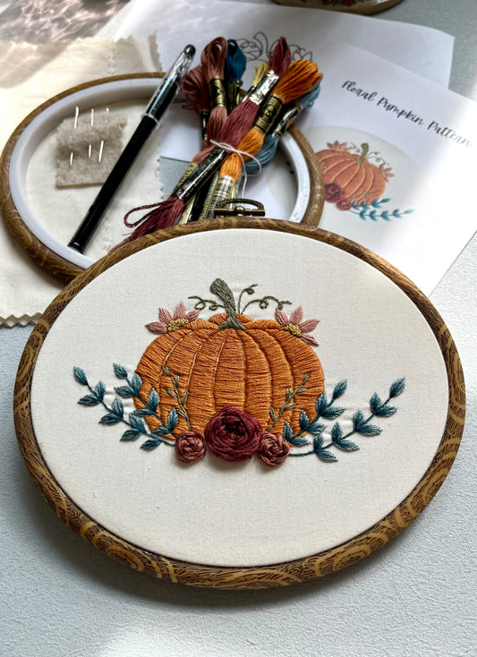 Floral Pumpkin Embroidery KIT | Full Kit | Fall Embroidery