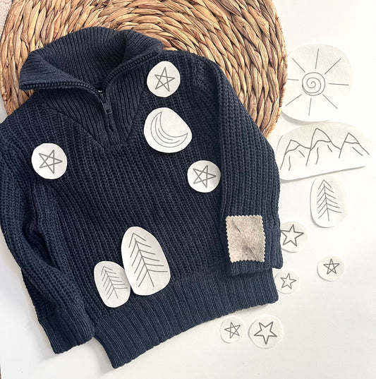 Stick and Stitch | EXPLORER SWEATER| Embroidery Designs | Peel and Stick Patterns