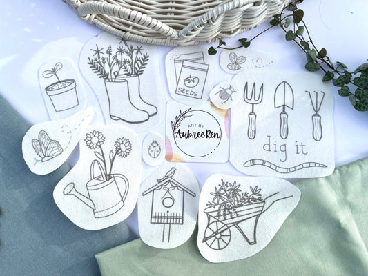Stitch and Stick Pack | GARDEN | Embroidery Patterns | Peel and Stick Pattern