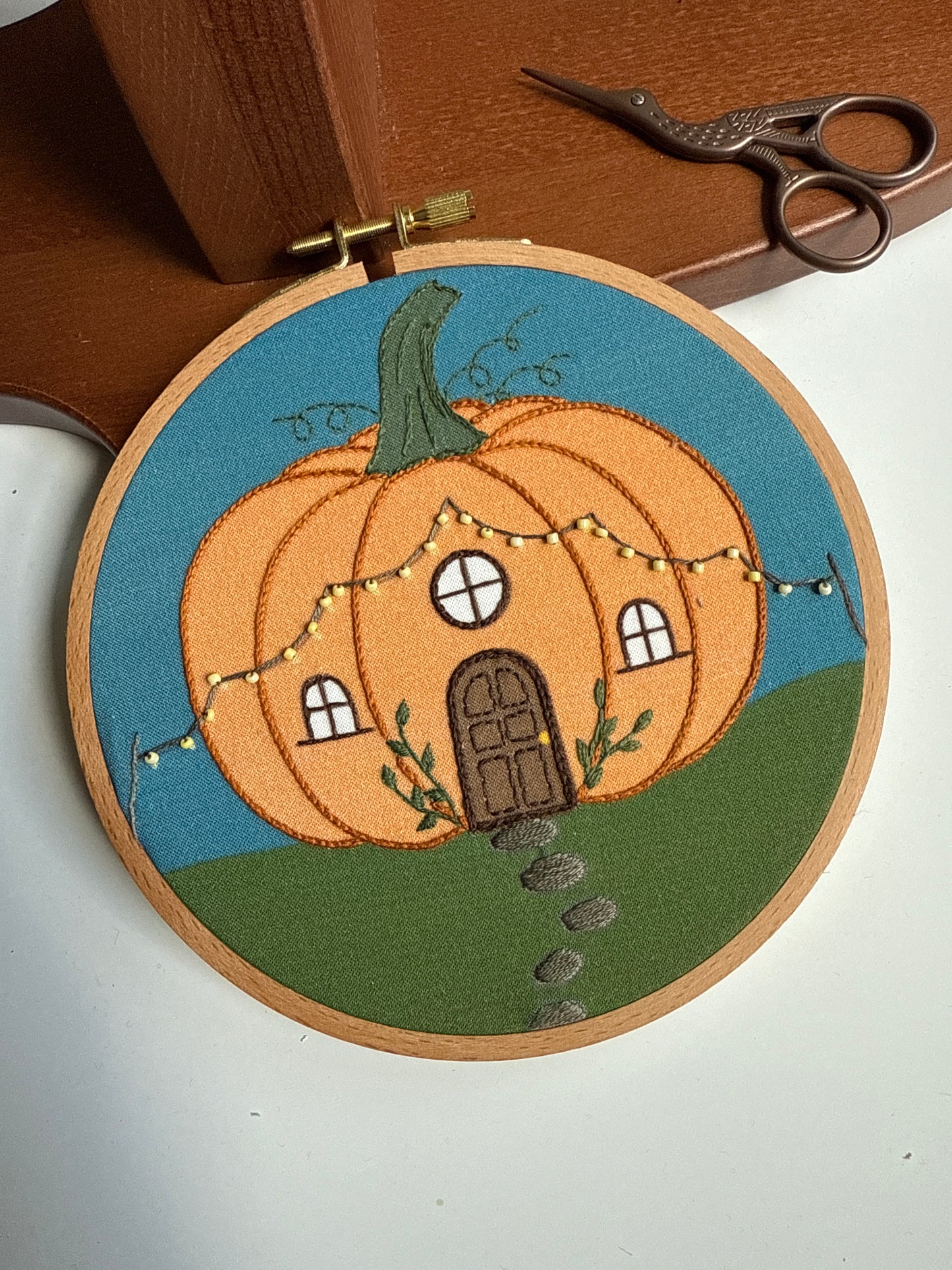 Pumpkin Cottage Embroidery Kit | Full Kit | Customization Option