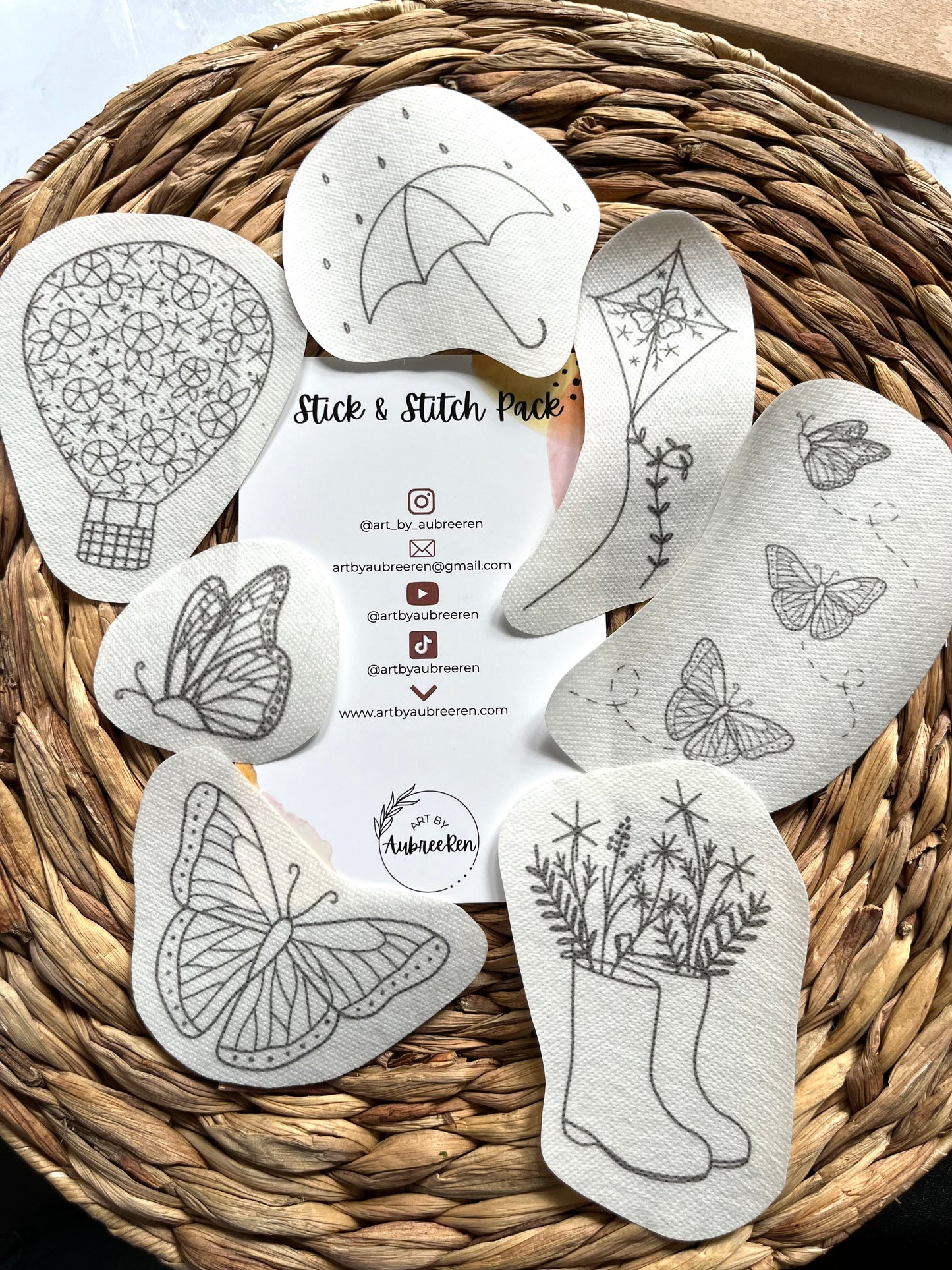 Stick and Stitch Pack | SPRING | Embroidery Designs | Peel and Stick Patterns