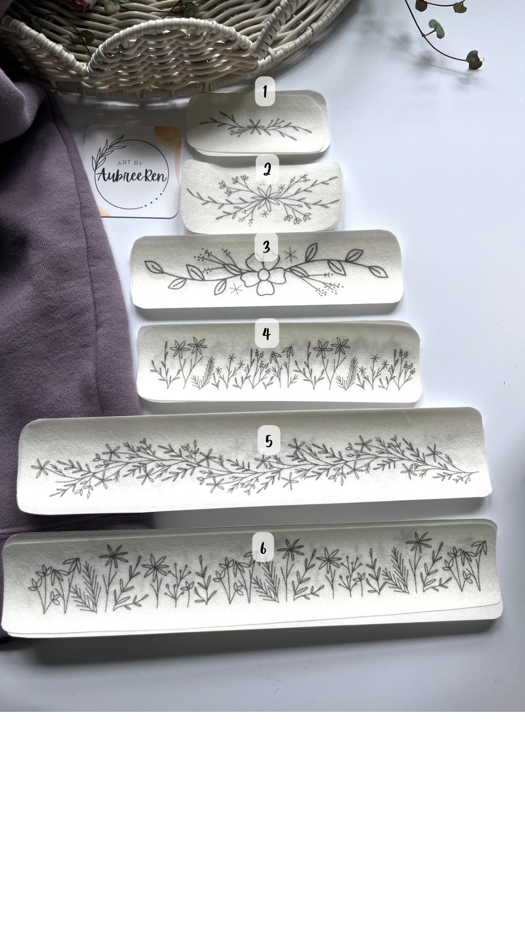 Stitch and Stick Pack | FLORAL TRIM | Produce Embroidery Patterns | Peel and Stick Pattern