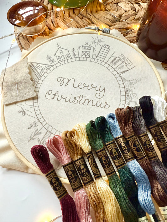 Christmas Train Village | Countdown to Christmas | Intermediate Embroidery