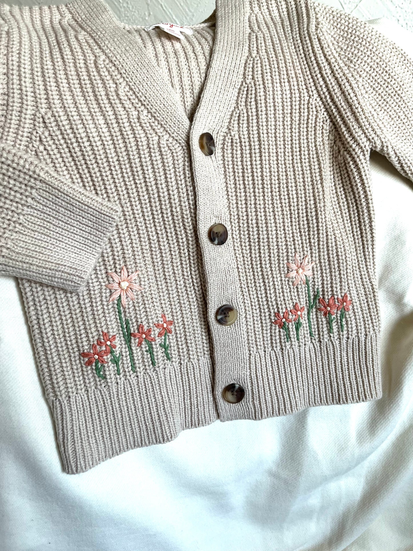 Hand Embroidered Sweater | Toddler 18 mo | Floral Cardigan