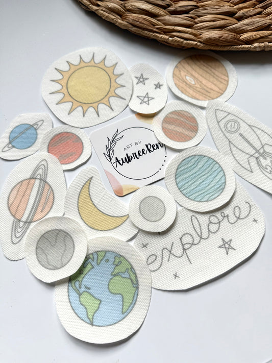 Stitch and Stick Pack | OUTER SPACE | Embroidery Patterns | Peel and Stick Pattern