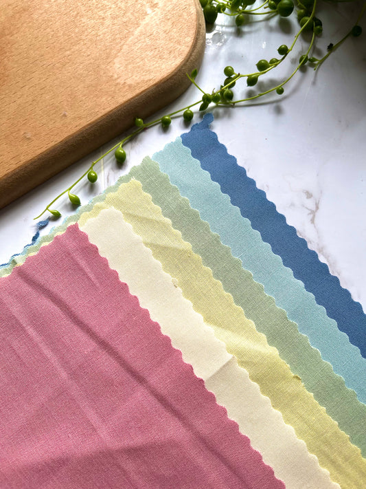 Cotton Fabric Squares | Spring Cottage  Pack | Precut Fabric | Kona Cotton