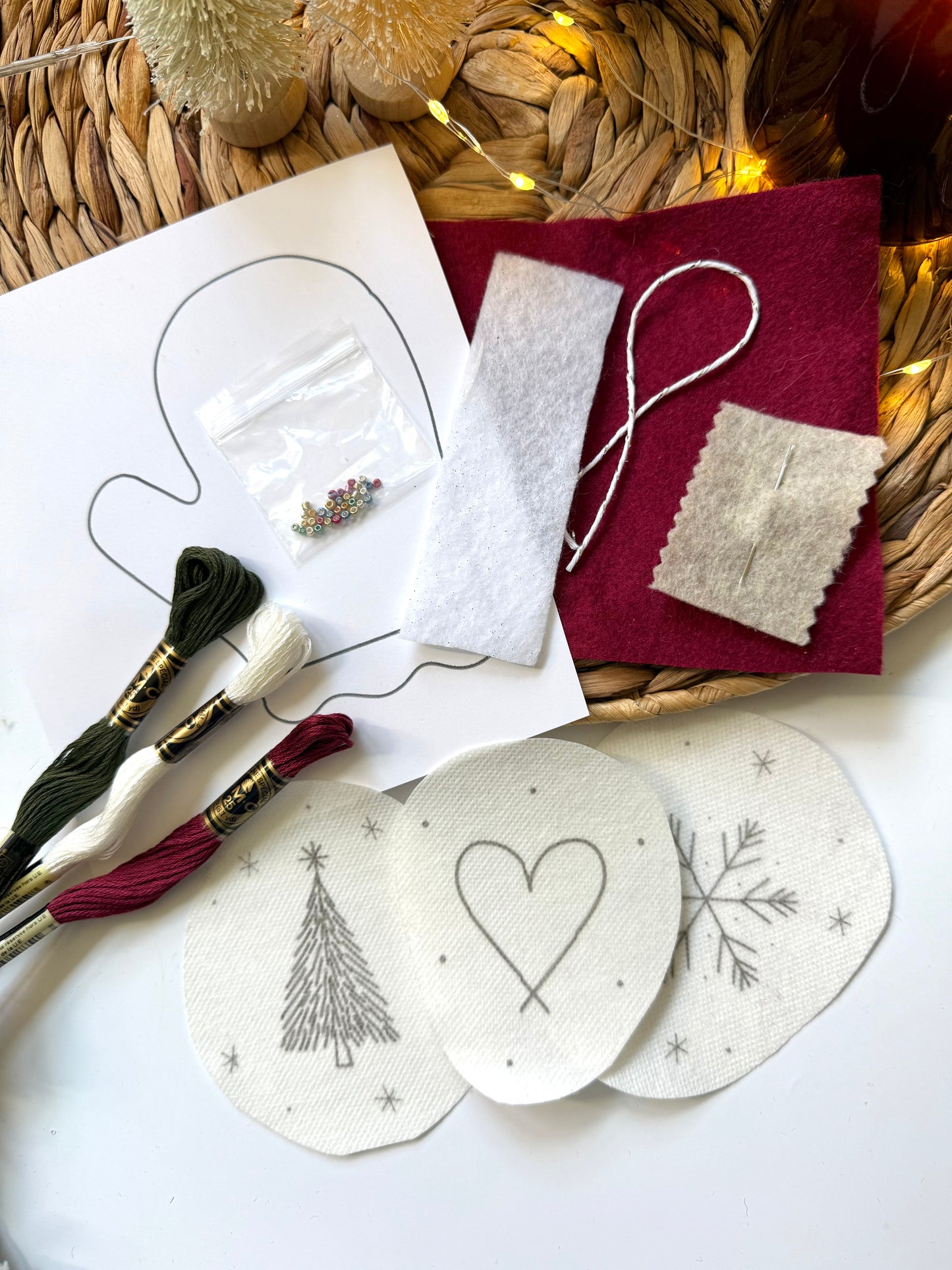 Felt Mitten Ornament | Giftcard Holder | Embroidered Ornament