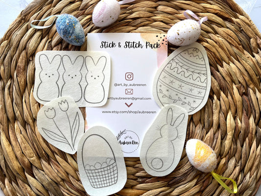 Stitch and Stick Pack | EASTER | Embroidery Patterns | Peel and Stick Pattern